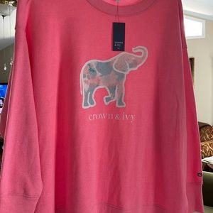 Pink sweatshirt with elephant on front, brand new